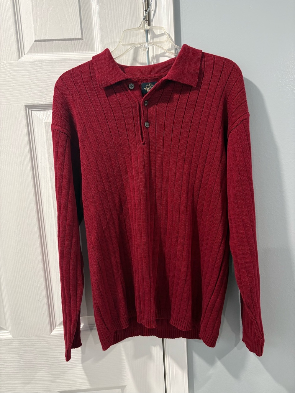 Dockers Men's Ribbed Button Polo Sweater - Burgundy